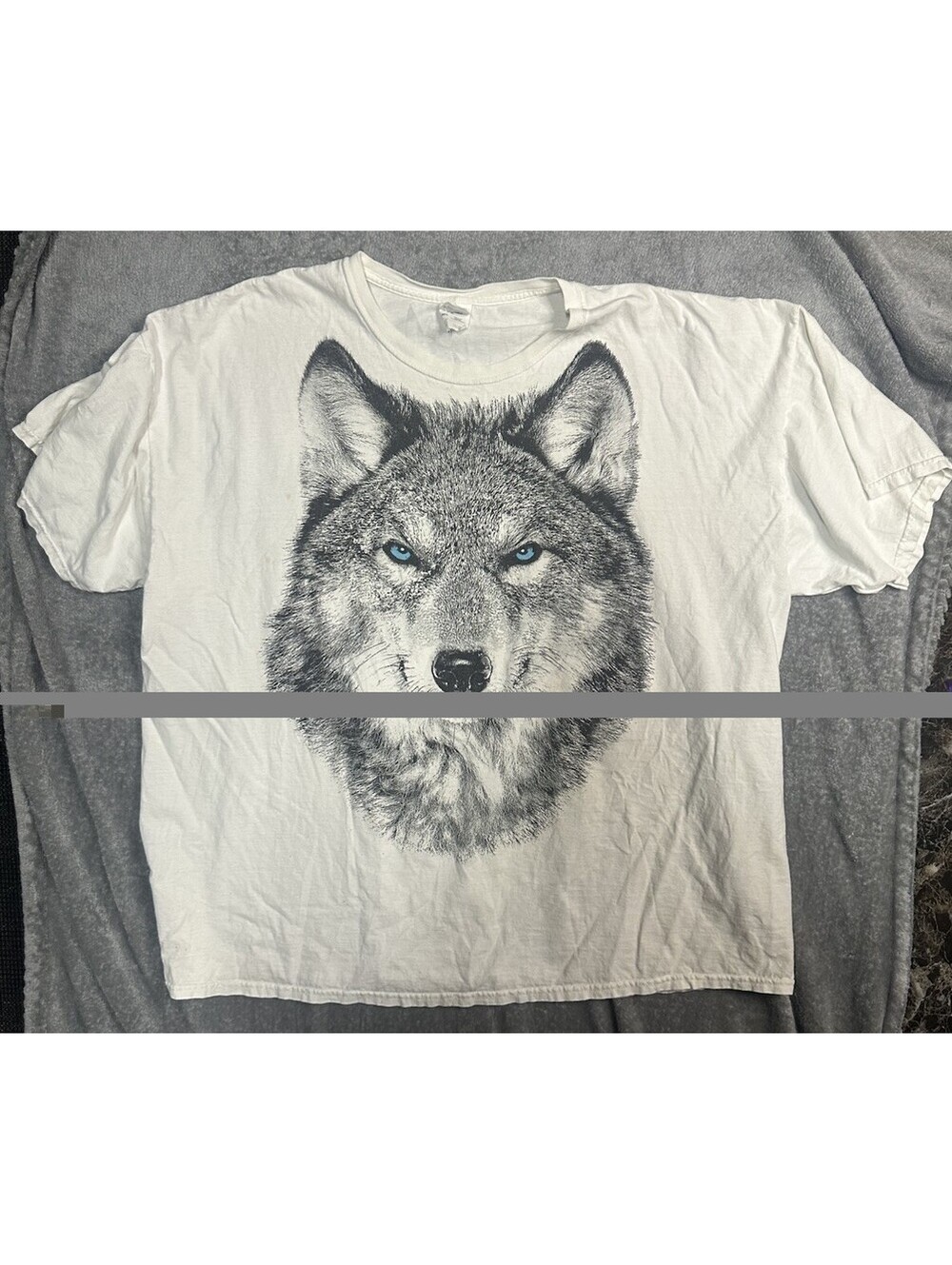 Y2K Wolf Face Graphic T Shirt Blue Eyes Wildlife Nature Animal Tee 3XL